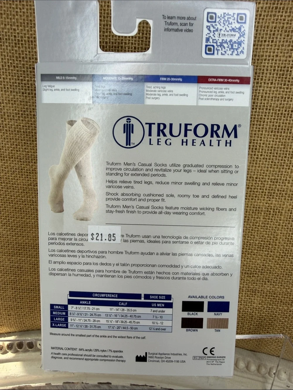 Truform Men’s Casual Socks - Black (Small)